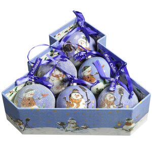 Набор шаров папье-маше в подарочной коробке Новогодние Снеговички 7.5 см, 6 шт Mister Christmas фото 2