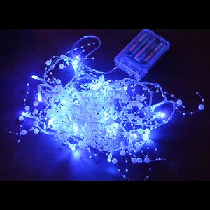 Светодиодная гирлянда на батарейках Жемчужины 30 синих LED ламп 2.4 м, прозрачный ПВХ, IP20 Snowhouse фото 2