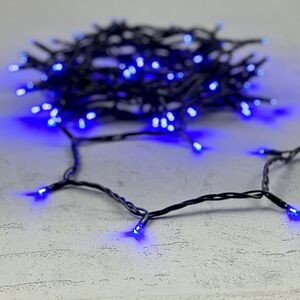 Светодиодная гирлянда Quality Light 100 синих LED ламп 10 м, с мерцанием, черный ПВХ, соединяемая, IP44