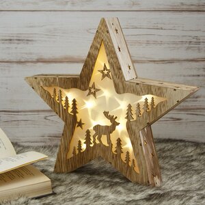 Large Wooden Star with LED Lights