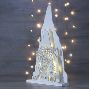 Новогодний светильник Таинство снежных гор - Олени у домика 38*23 см на батарейках, 15 LED ламп Peha фото 4