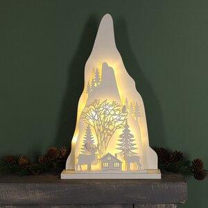 Новогодний светильник Таинство снежных гор - Олени у домика 38*23 см на батарейках, 15 LED ламп Peha фото 1