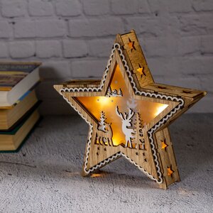 Новогодний светильник Звезда - Встреча двух сердец 21 см на батарейках, 5 LED ламп Peha фото 3
