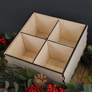 Подарочная коробка Wood Line 24 см, для елочных игрушек до 10 см (на 4 шт) Christmas Apple фото 3