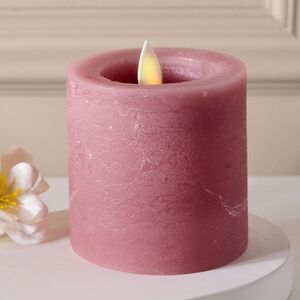 Светодиодная свеча с имитацией пламени Аревалло 8 см, розовая, батарейка