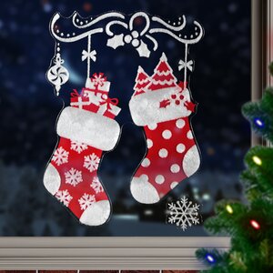 Наклейки для окна Новогодние Носочки с Сувенирами 40*30 см Peha фото 1