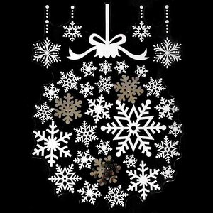 Новогодняя наклейка на окно Хоровод Снежинок 40*29 см