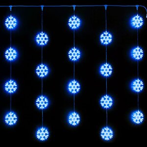 Светодиодный занавес Синие Снежинки 2*2 м, прозрачный СИЛИКОН+ПВХ, соединяемый, IP54