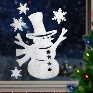 Многоразовые новогодние наклейки Снеговик в Высоком Цилиндре 40*30 см Peha фото 1
