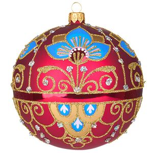 Стеклянный елочный шар Императорский 11 см бордовый