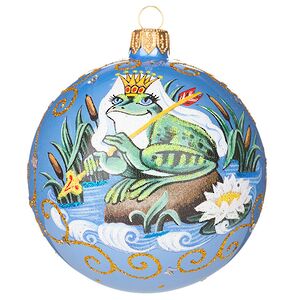 Набор стеклянных елочных шаров Царевна-Лягушка 8 см, голубой, 4 шт Фабрика Елочка фото 3