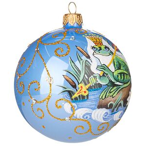 Набор стеклянных елочных шаров Царевна-Лягушка 8 см, голубой, 4 шт Фабрика Елочка фото 4