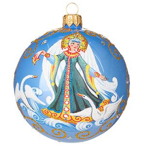 Набор стеклянных елочных шаров Царевна-Лягушка 8 см, голубой, 4 шт Фабрика Елочка фото 5