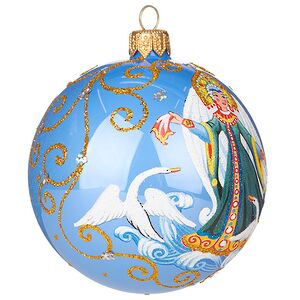 Набор стеклянных елочных шаров Царевна-Лягушка 8 см, голубой, 4 шт Фабрика Елочка фото 6