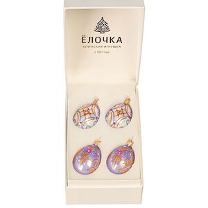 Набор стеклянных елочных игрушек Пасхальный сувенир 4 шт фиолетовый Фабрика Елочка фото 2