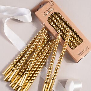 Свечи витые Precioso Vela 17 см, 10 шт, золотой металлик