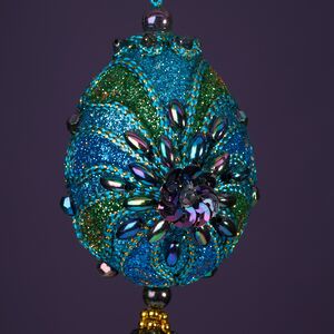 Елочная игрушка Лазуритовые Сокровища - цветок Фаберже 7 см, подвеска Kurts Adler фото 3