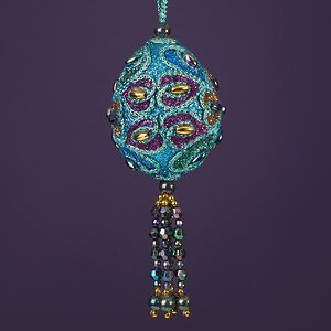 Елочная игрушка Лазуритовые Сокровища - четырехлистник Фаберже 7 см, подвеска Kurts Adler фото 2