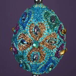 Елочная игрушка Лазуритовые Сокровища - четырехлистник Фаберже 7 см, подвеска Kurts Adler фото 3