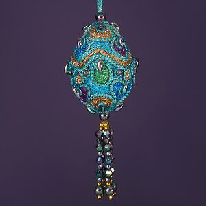 Елочная игрушка Лазуритовые Сокровища - волна Фаберже 7 см, подвеска Kurts Adler фото 2