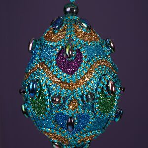Елочная игрушка Лазуритовые Сокровища - волна Фаберже 7 см, подвеска Kurts Adler фото 3
