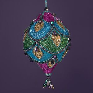 Винтажная елочная игрушка Шар - Павлиньи грезы 13 см, подвеска Kurts Adler фото 2