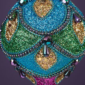 Винтажная елочная игрушка Шар - Павлиньи грезы 13 см, подвеска Kurts Adler фото 3