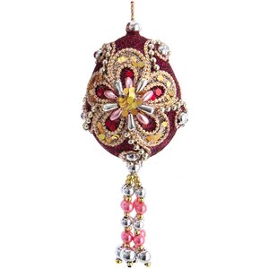 Винтажная елочная игрушка Royal Burgundy - Pink Poesy 10 см, подвеска