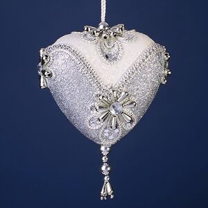 Винтажная елочная игрушка Сердце Sinfonia Argento 15 см, подвеска Kurts Adler фото 2