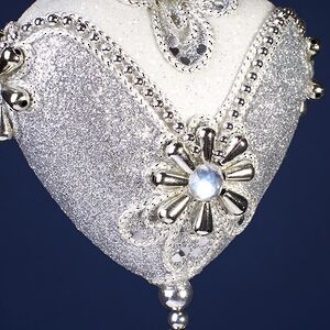 Винтажная елочная игрушка Сердце Sinfonia Argento 15 см, подвеска Kurts Adler фото 3