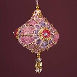 Винтажная елочная игрушка Royal Boho - Pink Grino 14 см, подвеска