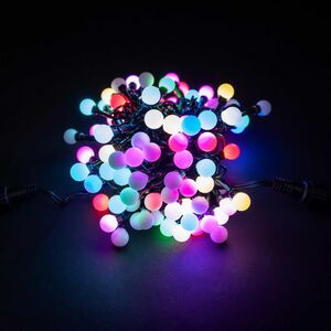 Светодиодная гирлянда Мультишарики 13 мм 100 RGB LED ламп 10 м, черный ПВХ, соединяемая, IP44 BEAUTY LED фото 5