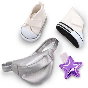 Набор аксессуаров для куклы Sweet Sisters: белая обувь, поясная сумка, заколка