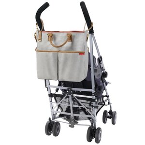 Сумка для мамы на коляску Duo Signature, 35*33*11 см, бело-серая полоска Skip Hop (Скип Хоп) фото 1