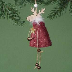 Елочное украшение Олень Нэсси в бордовой шубке 17 см, подвеска Due Esse Christmas фото 1