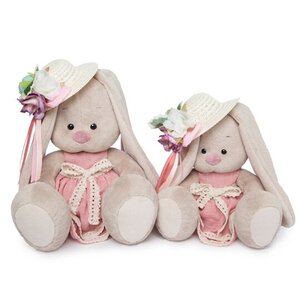 Мягкая игрушка Зайка Ми в бледно-розовом платье и шляпке с цветами 23 см коллекция Город Budi Basa фото 2