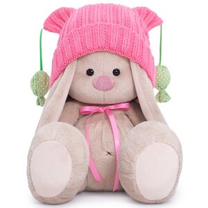 Мягкая игрушка Зайка Ми в розовой шапочке с помпонами 23 см коллекция Город Budi Basa фото 1
