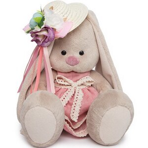 Мягкая игрушка Зайка Ми в бледно-розовом платье и шляпке с цветами 23 см коллекция Город Budi Basa фото 1