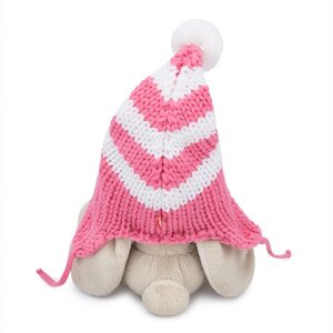 Мягкая игрушка Зайка Ми в полосатой розовой шапке 15 см коллекция Малыши Budi Basa фото 3