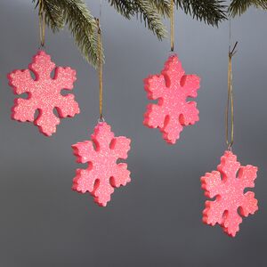 Елочная игрушка Снежинка Облако 10 см розовая, 4 шт, пеноплекс МанузинЪ фото 2