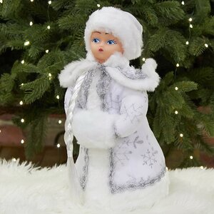 Фигура Снегурочка - Зимняя красавица в белой шубке 35 см