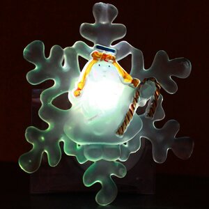 Светящееся украшение на присоске Снежинка с Ангелом 13 см, RGB на батарейке Snowhouse (Сноухаус) фото 1