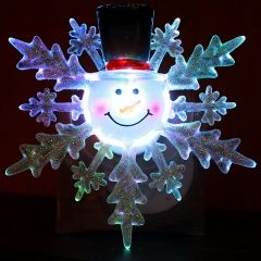 Светящееся украшение на присоске Снежинка - Снеговик 10 см, RGB на батарейке Snowhouse фото 1