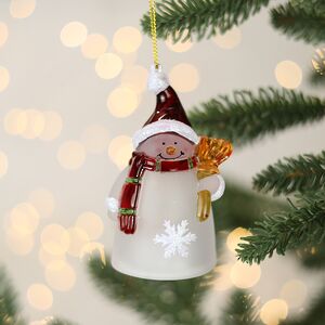 Светящаяся елочная игрушка Снеговик 10 см, на батарейке, RGB, подвеска Snowhouse фото 4