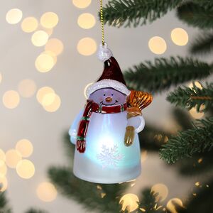 Светящаяся елочная игрушка Снеговик 10 см, на батарейке, RGB, подвеска Snowhouse фото 2