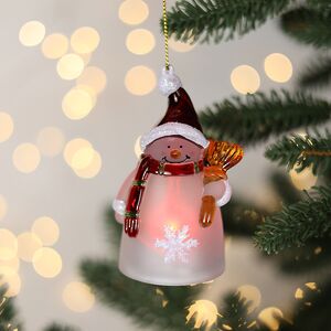 Светящаяся елочная игрушка Снеговик 10 см, на батарейке, RGB, подвеска Snowhouse фото 3