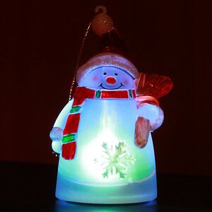 Светящаяся елочная игрушка Снеговик 10 см, на батарейке, RGB, подвеска Snowhouse фото 5