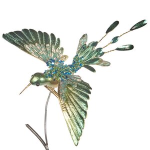 Елочная игрушка Птичка Колибри из Долины Рисальбо 20 см изумрудная, клипса