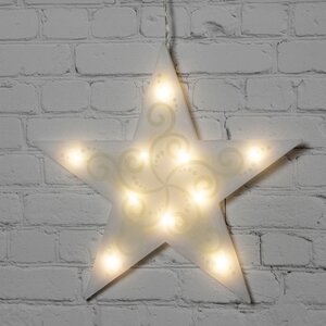 Светящееся украшение на присоске Звезда 25*30 см, 10 теплых белых LED ламп на батарейке