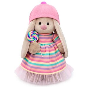 Мягкая игрушка Зайка Ми в полосатом платье с леденцом